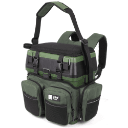 🎣 Zite Fishing [Multi Angelkoffer-Rucksack & Sitz-Kiepe in 1] ⭐️ Angeltasche inklusive 4x Tackle-Angelbox für Angelzubehör im Deckel