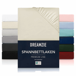 Dreamzie Spannbetttlaken 200x200 cm - Hoher Steg bis 33 cm - 100% Mikrofaser - Beige - Schadstoffgeprüft (Oeko TEX) 🌟