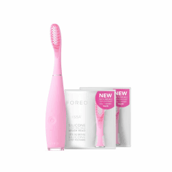 FOREO Total Oral Care ISSA 3 Set - Ultrahygienische 4-in-1 Silikon-Schallzahnbürste + 2 x ISSA Hybrid Wave-Bürstenkopf - Pearl Pink