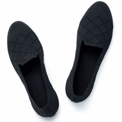 👠 Puxowe Damen Ballerina Flache Schuhe Runde Zehe Strick Kleid Schuhe Niedriger Keil Slip On Ballerina Walking Flats Schuhe für Frauen Bequem Weich 41 EU Schwarz 👠