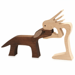 Holzfiguren Skulptur Ornamente Set 🐕👫