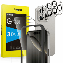 📱 SPARIN Panzer Schutz Glas für iPhone 16 Pro, 3+3 Stück Schutzfolie und Kameraschutz 🛡️