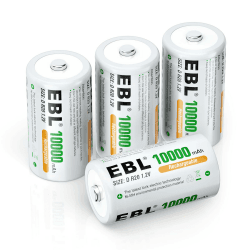 EBL D Akku 10000mAh, Wiederaufladbare D Zelle NI-MH Batterie 4 Stück 🚀