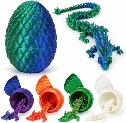🐉🥚 3D-Gedruckter Drache (28,5 cm) mit Drachenei - Oster-Spielzeug und Deko, Laserdunkelgrün