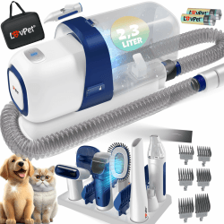 🐶🐱 KESSER® Hundeschermaschine mit Staubsauger | Leise Schermaschine mit AKKU | Haustierpflegeset mit Zubehör für Hund & Katze | Tierhaarschneidemaschine 7in1 2.3L Staubbehälter und 7 Pflegewerkzeugen