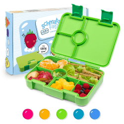 schmatzfatz Brotdose Kinder mit Fächern, BPA Frei Lunchbox Kinder, Bento Box Kinder, Brotbox für Mädchen & Jungen, Snackbox