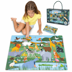 XXL Puzzle 48 Teile Kinder - BONNYCO | Floor Puzzle Dschungeltiere 🦁 | Bodenpuzzle Kinder Geschenke 🐘🦩 | Puzzel Große Teile XXL Kinderspielzeug 2-8 Jahre Geburtstag Weihnachten