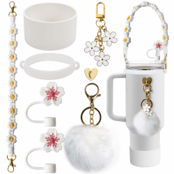 Herfair Zubehör 6er Set für Stanley Cup 40 OZ | 🥰Stanley Cup Accessories Dekoration (Weiß)