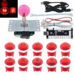 🎮 SJ@JX Arcade Game LED DIY Kit 🕹️ Mechanische Tastatur Schalter Arcade LED Knopf LED Joystick Controller Zero Delay USB Encoder für PC MAME Retropie Jamma rot