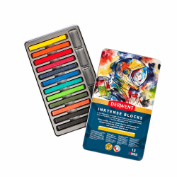 🎨 Derwent Inktense 12 Tintenblöcke Set - Premiumqualität zum Malen und Basteln 🖌️