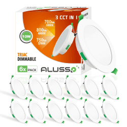 ALUSSO LED Deckenspots Flach 230V, 10W 800lm LED Einbaustrahler Dimmbar Ultra Slim Einbautiefe 30mm, 12er Set