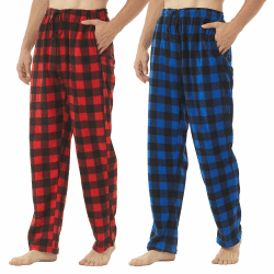 🎄🌙 1-2er Pack Schlafanzughose Herren Lang Fleece Karierte Pyjamahose Winter Warm Nachtwäsche