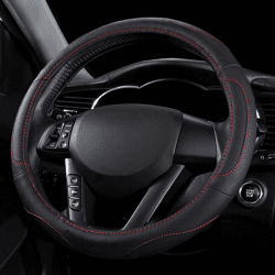 🚗🔥 Pahajim Lenkradbezug Auto Lenkradhülle Microfiber Leder Steering Wheel Cover Universal rutschfest Lenkrad Bezug 38cm - Schwarz