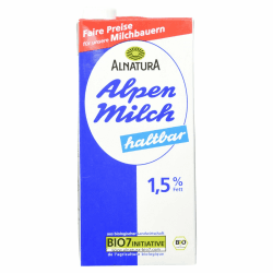 🌿🐄 Alnatura Bio H-Alpenmilch Haltbar 1.5% Fett, 1l Angebot! 🥛