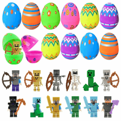 🐰 12 Stück Gefüllte Ostereier mit 12 Cartoon Figuren Set