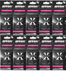 AREON X Auto Lufterfrischer Bubble Gum Duft Autoduft Kaugummi Schwarz Aufhänger Anhänger Spiegel Pappe 2D (Bubblegum Set Pack x 10) 🚗🍬