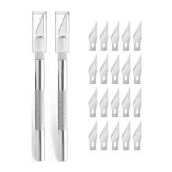 🔪 2 Stück Cutter für DIY Art Work Cutting - Bastelmesser Set mit 20 Ersatzklingen