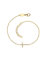 Engelsrufer Armband aus Sterlingsilber mit Kreuz-Anhänger und Zirkonia Vergoldet