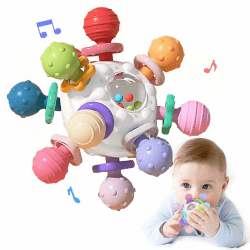 👶 Beißspielzeug Baby ab 3 Monate aus Silikon - Montessori Motorikspielzeug