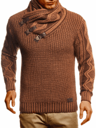 Leif Nelson Herren Strick-Pullover mit Schalkragen 😎