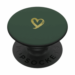 🎁 Minimalistisch Herz PopSockets Klebender PopGrip für Handy in Schwarz, Dunkelgrün