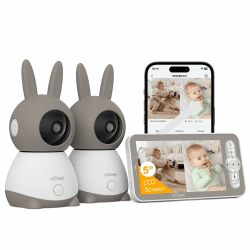 ieGeek Babyphone mit 2 Kameras [2K/3MP, 5 Zoll] WLAN Video Babyfon PTZ 355°