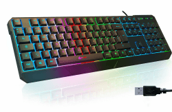 🌟 KLIM Chroma Gaming Tastatur QWERTZ DEUTSCH mit Kabel USB - NEU - Langlebig, Ergonomisch, Wasserdicht, Leise Tasten