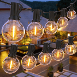 GPATIO LED Lichterkette Außen, 30M Lichterkette außen strom mit 50+2 Stk. Warmweiße G40 Glühbirnen Plastik 🌟