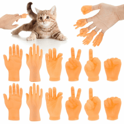 12 Stück Mini Hände Set 🖐 Tiny Hands - Gummi Fingerpuppen für Katzen und Kinder