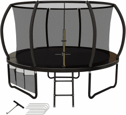Trampolin Outdoor Ø 228/305/366/427 cm GS Zertifiziert Kindertrampolin Gartentrampolin mit Sicherheitsnetz, Leiter & Fäustling, Kürbis-Design, bis 150 kg 🎃