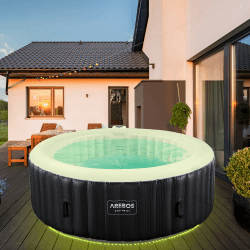 Arebos Whirlpool | Automatisch Aufblasbar | LED Leuchtband | Bubble Spa & Wellness Massage