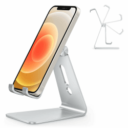 OMOTON Handy Ständer, Multi-Winkel Verstellbarer Handy Halter Büro, Aluminium Handyhalterung für Schreibtisch