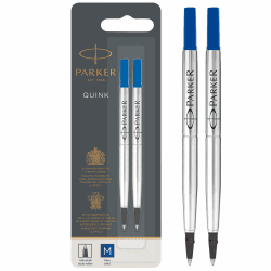 🖋️📘 Parker Ersatzminen für Tintenroller | mittlere Spitze | blaue QUINK Tinte | 2 Stück 📘🖋️