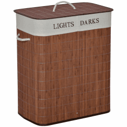 🧺 HOMCOM 100L Wäschekorb Wäschebox aus Bambus - Braun+Weiß 🌿