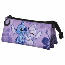 🎒 Lilo und Stitch Stitch & Angel-FAN Dreifach Federmäppchen 2.0, Lila - Angebot!
