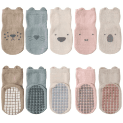 🧦👶 FedMois 5er Pack Baby Kleinkinder ABS rutschfeste Socken Sneaker Socken Tiermotive Baumwolle 👶🧦
