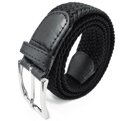 Unisex Elastischer Stoffgürtel 🎁 Geflochtener Stretchgürtel 🌟 Dehnbarer Gürtel für Damen und Herren 115 Schwarz