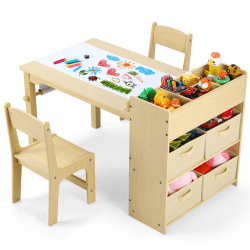 🌈 Kinder Tisch Stuhl Set Holz mit Stauraum und Aufbewahrungsboxen 🎨