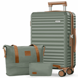 SHOWKOO Koffer Groß Leicht Hartschale 100% Polycarbonate XL-Armeegrün