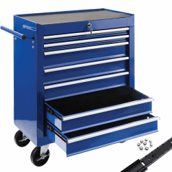 🔧🔵 Arebos Werkstattwagen 7 Schubfächer | Werkzeugwagen zentral abschließbar