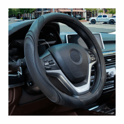 🚗🔥 JNNJ Lenkradbezug Auto - Hochwertiges Mikrofaser-Leder - Sportliches Anti-Rutsch Design - Schwarz