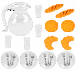 Miniatur Essen und Trinken Set für Puppenhäuser 🥖🥛🍽️