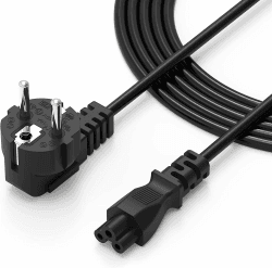 Netzkabel 3 Polig C5 Stromkabel Kleeblatt Stecker Laptop Netzteilkabel Power Cable Typ F (CEE 7/7) Kabel Schwarz