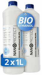 Nanoprotect Bioethanol 96,6% | 2 x 1 Liter 🔥🔥 | Flüssiger Ethanol Brennstoff für Indoor Kamin und Tischfeuer