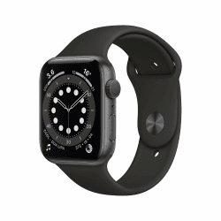 🍏 Apple Watch Series 6 (GPS, 44MM) Aluminiumgehäuse Space Grau mit Schwarz Sportarmband 🌟