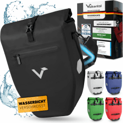 🚲 Valkental - Große & wasserdichte Gepäckträgertasche - Fahrradtasche für Gepäckträger mit Reflektoren