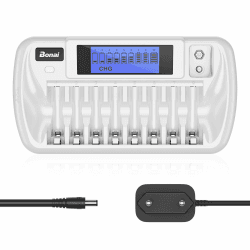 BONAI Akku Ladegerät 9 Slot LCD Batterieladegerät 🌞