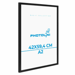 🖼️ PHOTOLINI Bilderrahmen A2 Schwarz Holz aus MDF - Picture Frame DIN A2 Rahmen 42x60