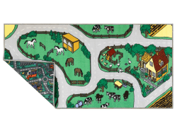 🚜🏙️ Primaflor Spielteppich mit City Farm-Design 140x200 cm - Kinder Spielteppich
