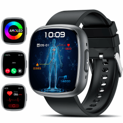 Lgnitek 2025 Smartwatch mit EKG/HRV/BMI/Harnsäure/ΒΙυtｚυcker, 1.75'' Herren Damen Gesundheitsuhr